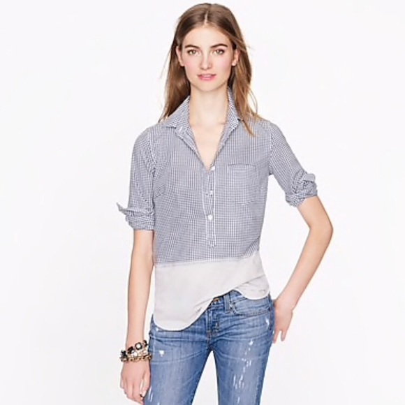 J. Crew GINGHAM STRIPE POPOVER - Picture 1 of 7
